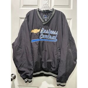 Vintage Chevrolet Business Central Pullover Jacket Men's XL Black V-Neck 90s